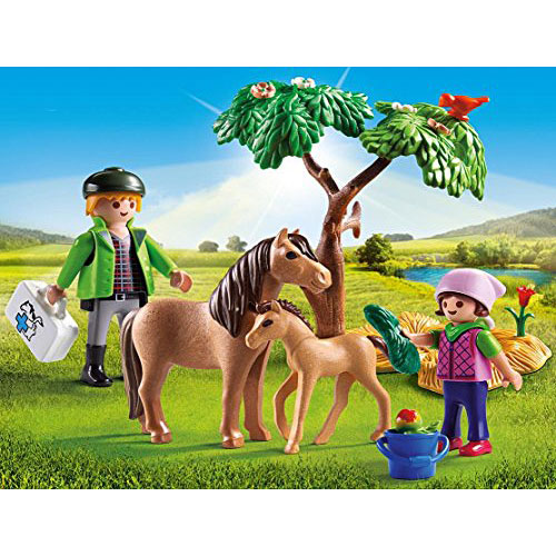 PLAYMOBIL Vet with Pony and Foal Playset - Smart Toys and Books