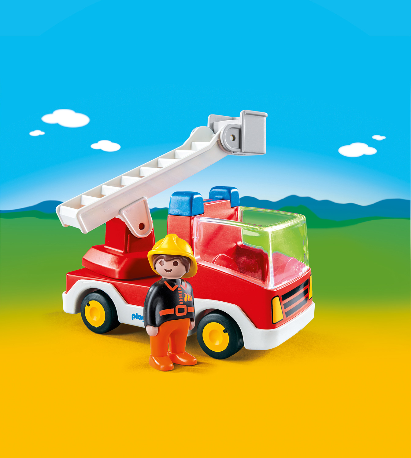 Microbe report private 123 Ladder Unit Fire Truck - Kiddlestix Toys