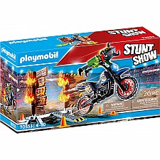 Stunt Show Motocross With Fiery Wall