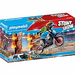 Stunt Show Motocross with fiery Wall