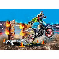 Stunt Show Motocross with fiery Wall