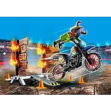 Stunt Show Motocross With Fiery Wall