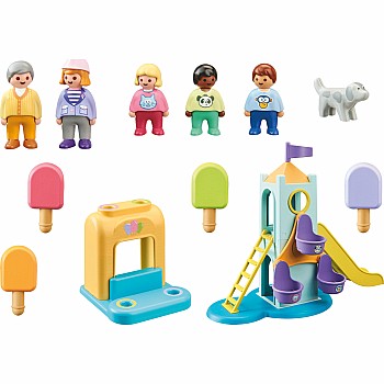 Playmobil 1.2.3: Adventure Tower with Ice Cream Booth