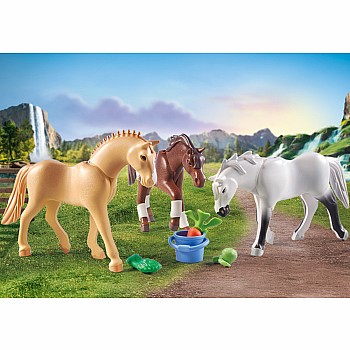 Playmobil Three Horse Set: Morgan, Quarter Horse & Shagya Araber