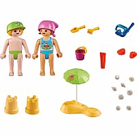 Playmobil Kids with Sand Castle