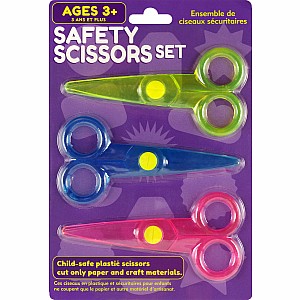 Safety Scissors Set: Child-safe plastic scissors cut only paper and craft materials