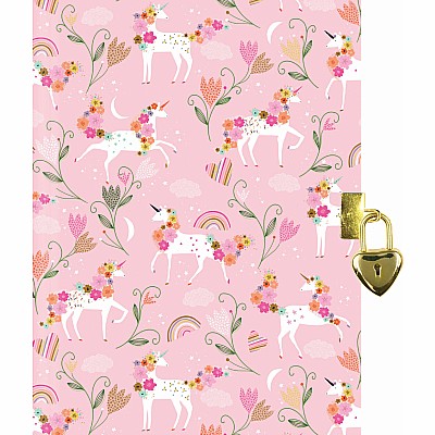 Unicorn Blooms Locking Journal (Diary with lock)