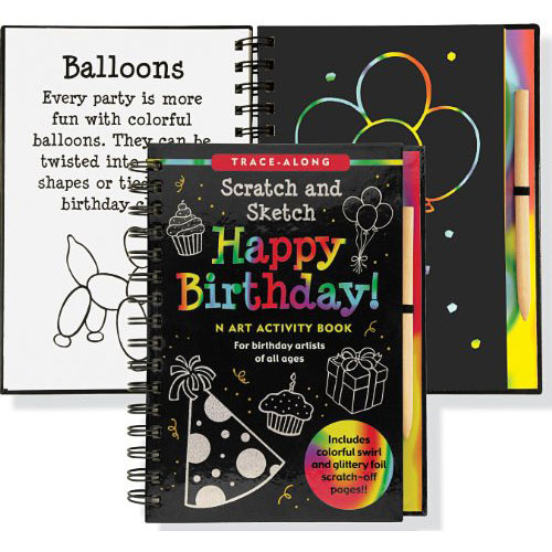Happy Birthday! Scratch & Sketch (An Art Activity Book for Birthday Artists  of All Ages) (Trace-Along Scratch and Sketch) - The Village Toy Store