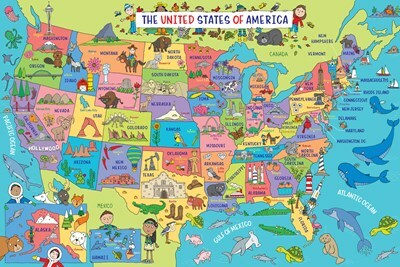 Usa Map Kids' Floor Puzzle (48 Pieces) (36 Inches Wide X 24 Inches High)