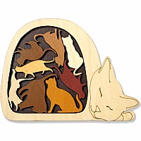 Cat Basket wooden packing puzzle
