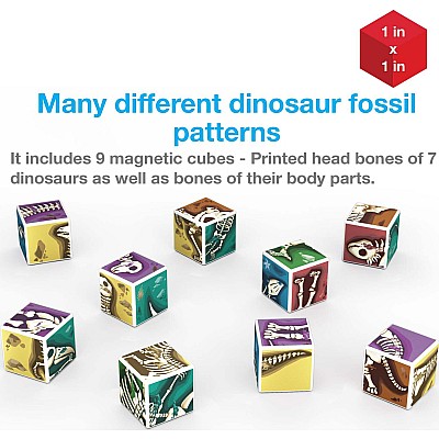 PicassoTiles Magnetic Fossil Dinosaur 3D Puzzle Cube Building Blocks