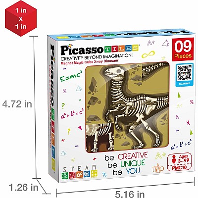 PicassoTiles Magnetic Fossil Dinosaur 3D Puzzle Cube Building Blocks