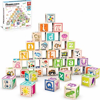 PicassoTiles 36 Piece Magnetic Cubes Alphabet and Numbers