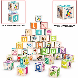 PicassoTiles 36 Piece Magnetic Cubes Alphabet and Numbers