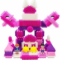 PicassoTiles PTB106 Pink Castle Hedgehog Building Blocks 106 pc Basic Building Set