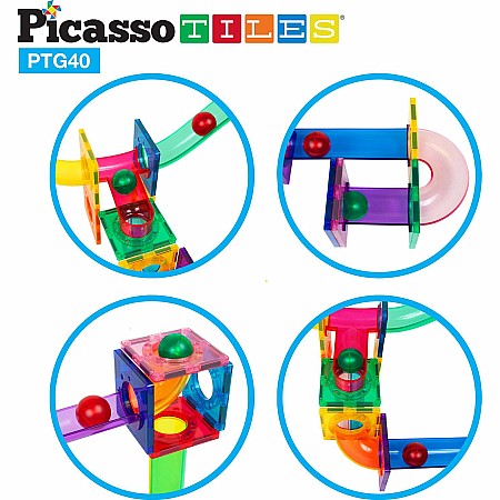 PicassoTiles 40pc Marble Run Building Blocks PTG40