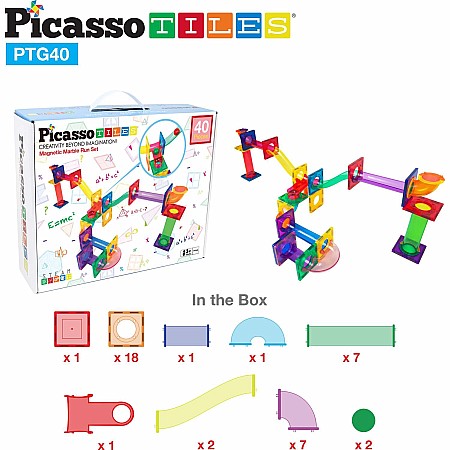 PicassoTiles 40pc Marble Run Building Blocks PTG40