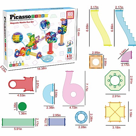 PicassoTiles 60pc Marble Run