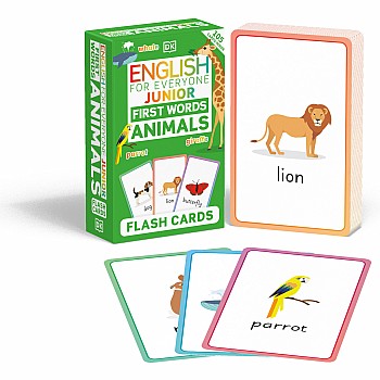 English for Everyone Junior: First Words Animals Flash Cards