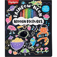 Rainbow Neon Hidden Pictures: Rainbow Activity Book with Neon Markers and Over 40 Stickers, Fun Sticker Puzzle Book for Creativ