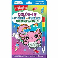 Color-In Stickers and Puzzles! Adorable Animals: Over 140 Kids Stickers For You to Color and Decorate, Animal Puzzles Activity