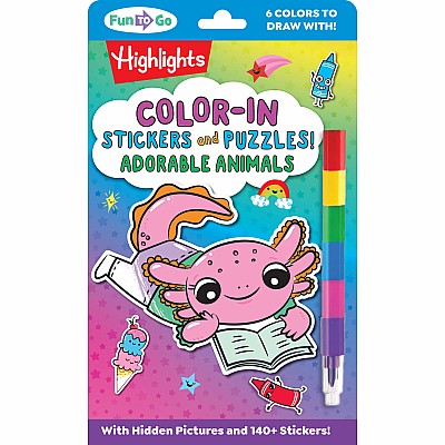 Color-In Stickers and Puzzles! Adorable Animals