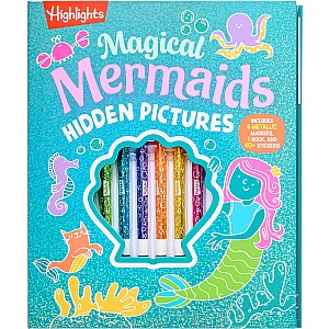 Magical Mermaids Hidden Pictures: Kids Mermaid Coloring Book with Markers Featuring Over 40 Ready-to-Color Stickers, Hidden Pic