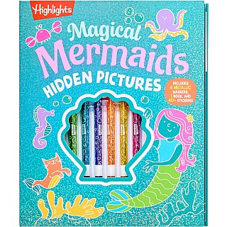 Magical Mermaids Hidden Pictures: Kids Mermaid Coloring Book with Markers Featuring Over 40 Ready-to-Color Stickers, Hidden Pic
