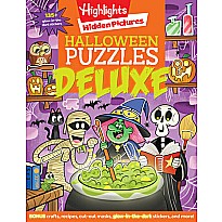 Halloween Puzzles Deluxe: Halloween Activity Book for Kids, 135 Glow-in-the-Dark Stickers, 96-pages of Mazes, Puzzles with Hall