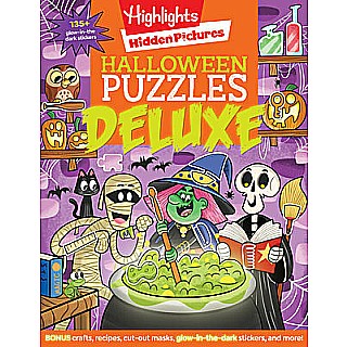 Halloween Puzzles Deluxe: Halloween Activity Book for Kids, 135 Glow-in-the-Dark Stickers, 96-pages of Mazes, Puzzles with Hall