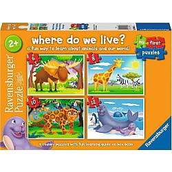 My First Puzzles: Where do We Live (6, 8, 10, 12 Piece Puzzles)