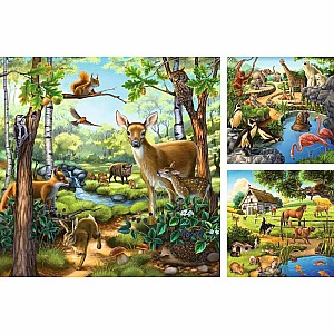 Forest/Zoo/Domestic Anim. 3x49 Pc Puzzle
