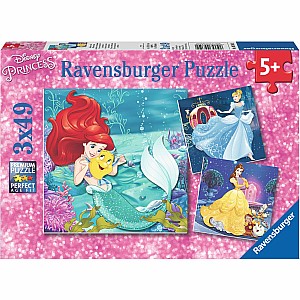 49 Piece Disney Princesses Adventure x3 Puzzles