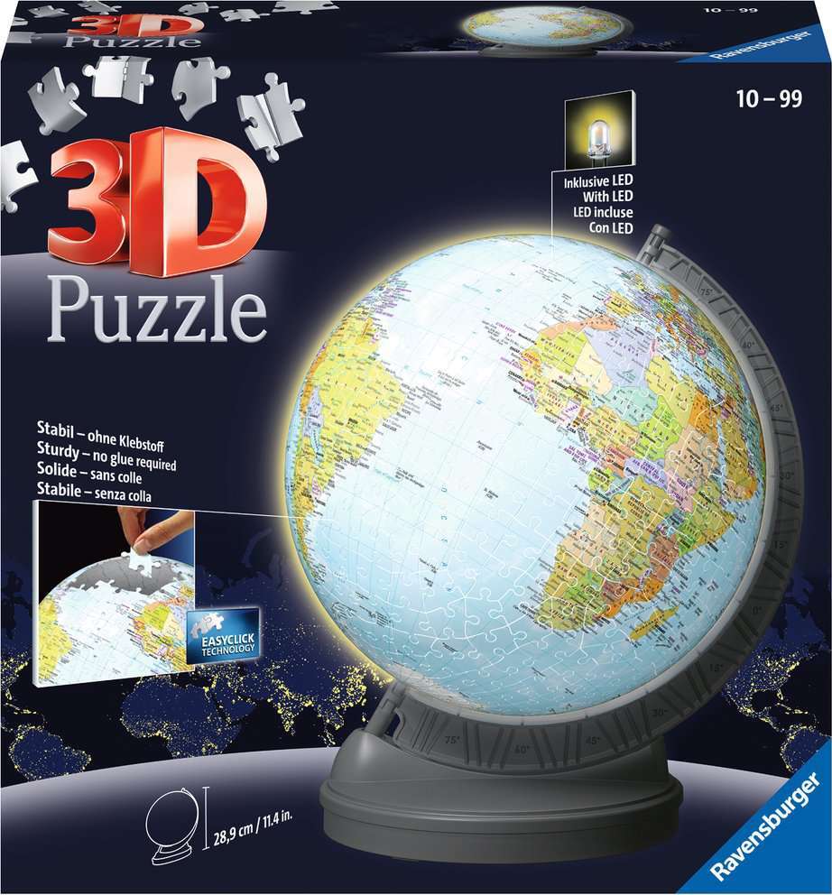 Light Up Globe 540pc 3D Puzzle - Imagine That Toys