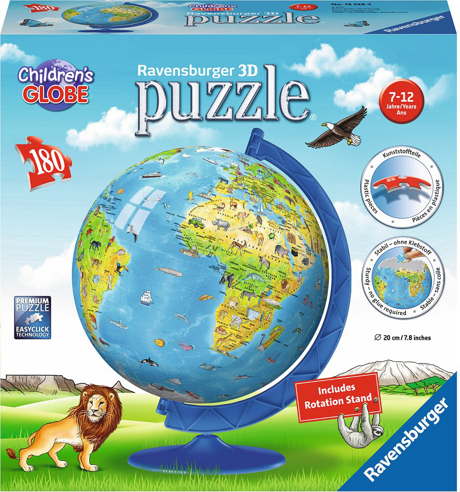 Ravensburger Childrens World Globe 180 Pc 3d Puzzle Teaching