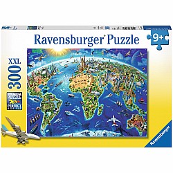 300 Piece Puzzle, World Landmarks Map