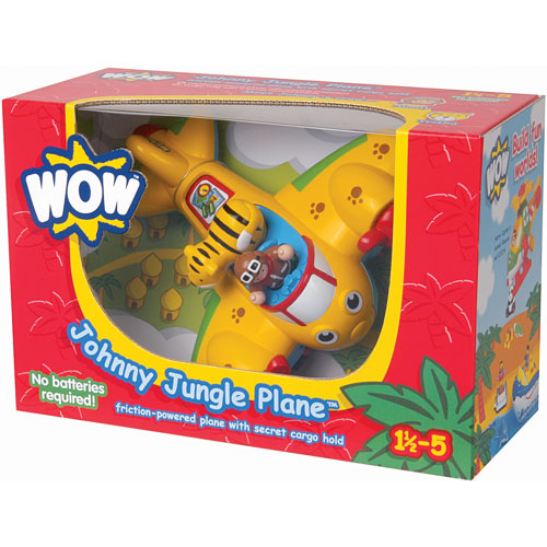 WOW Johnny Jungle Plane 3-Piece Set - Friction Powered Toy Plane With Pilot & Tiger Figures