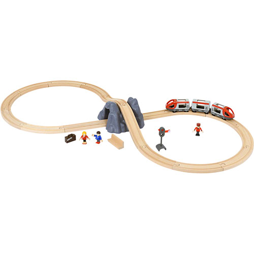 BRIO 33773 Wooden Railway Starter Set with 33394 Extra Track Pack 