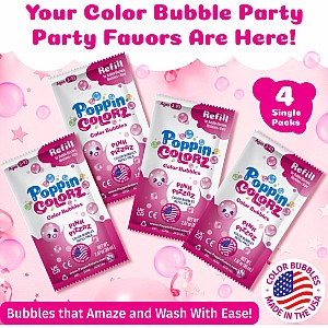 PoppinColorz Pink Pizzaz Color Bubbles - 4-Pack Refills