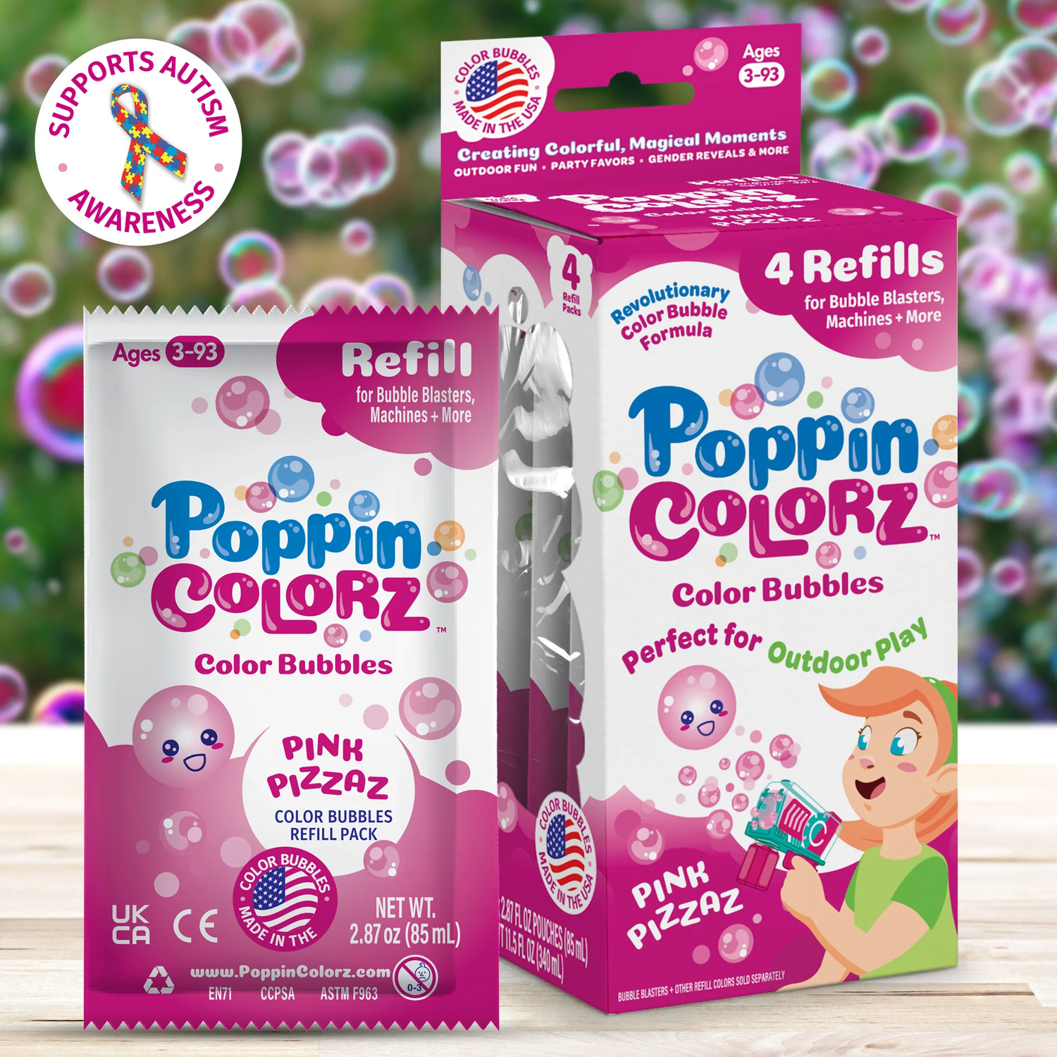 PoppinColorz Pink Pizzaz Color Bubbles - 4-Pack Refills