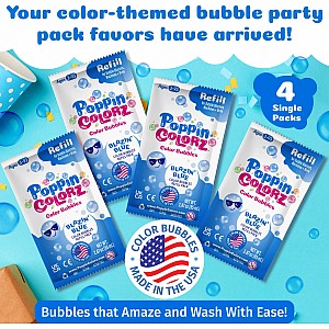 PoppinColorz Blazin' Blue Color Bubbles - 4-Pack Refills