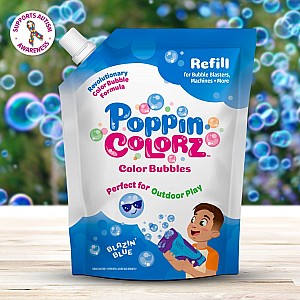 PoppinColorz Color Bubbles Blazin' Blue 14oz Refill Pouch