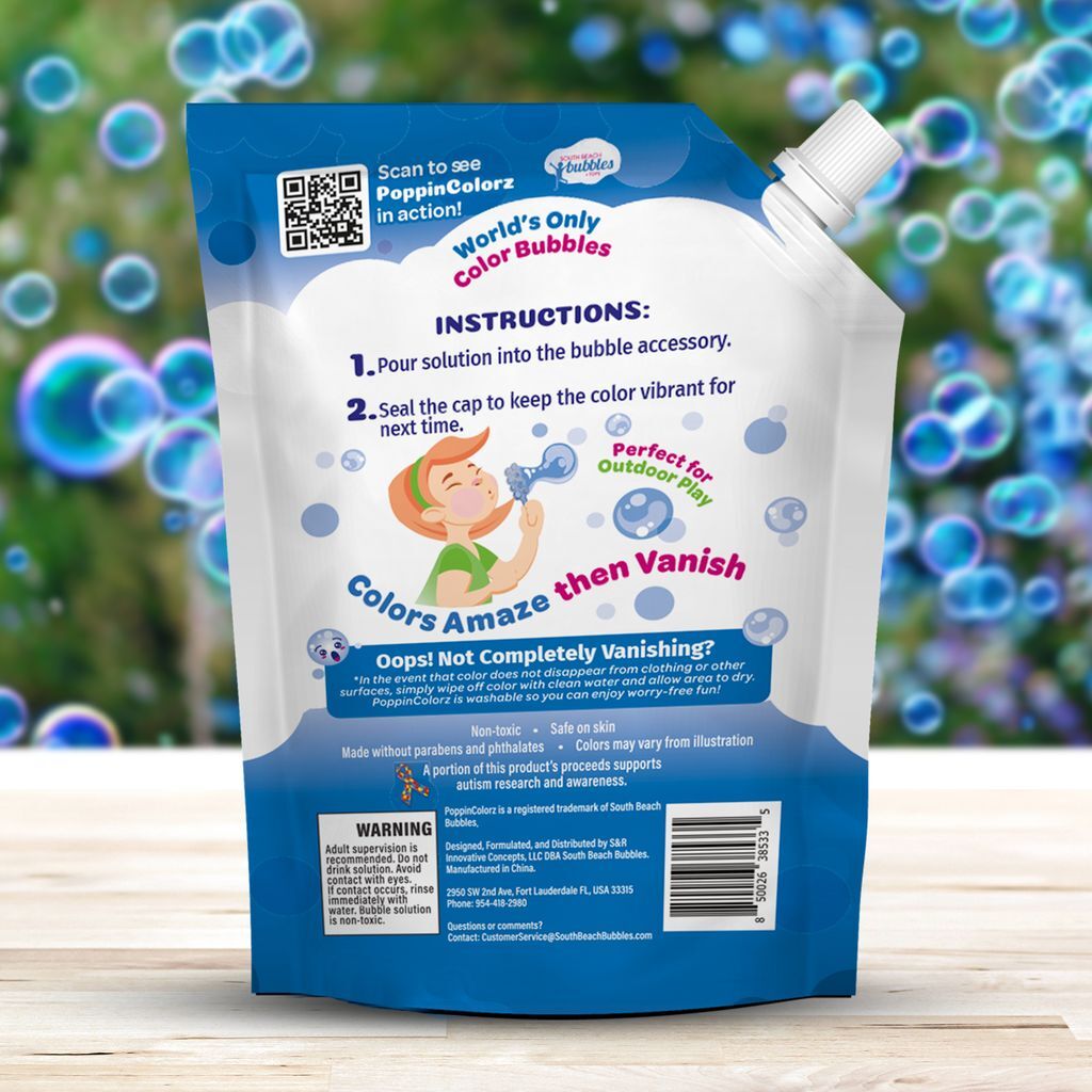 PoppinColorz Color Bubbles Blazin' Blue 14oz Refill Pouch 