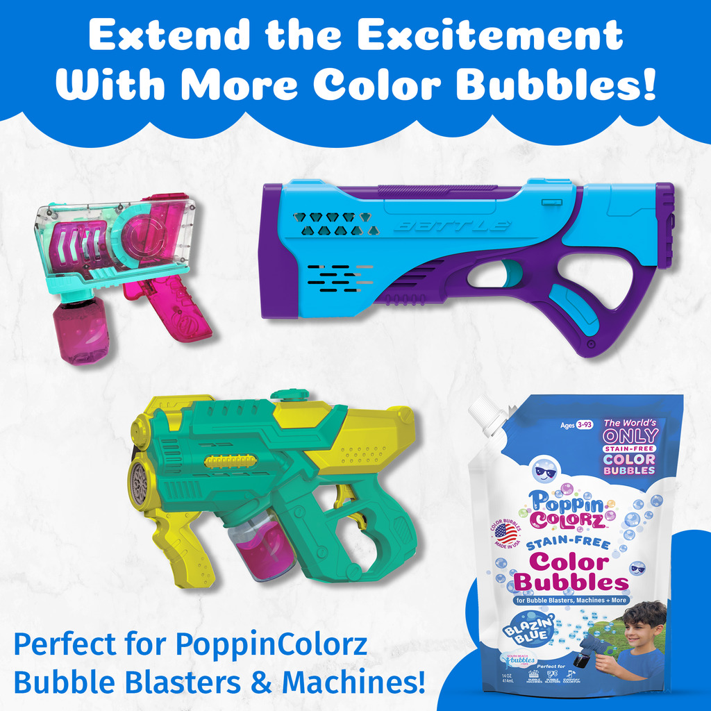 PoppinColorz Color Bubbles Blazin' Blue 14oz Refill Pouch 