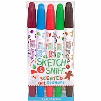 Sketch & Sniff Holiday Gel Crayons 5-Pack, Stocking Stuffers