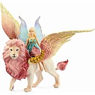 Fairy in Flight Figurine on Winged Lion
