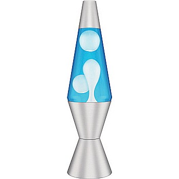 14.5″ Lava Lamp, White/Blue/Silver
