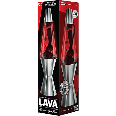 Chrome Plated 14.5" Crimson Black and Red Lava Lamp