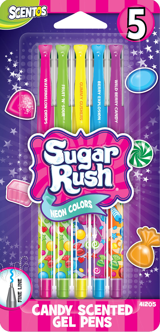 5 Pack Sugar Rush Gel Pens - Scented - Teaching Toys and Books
