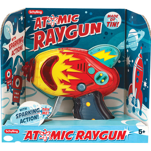 Schylling Atomic Ray Gun Tin Toy Friction Powered Space Toy Red Brand New NIB 